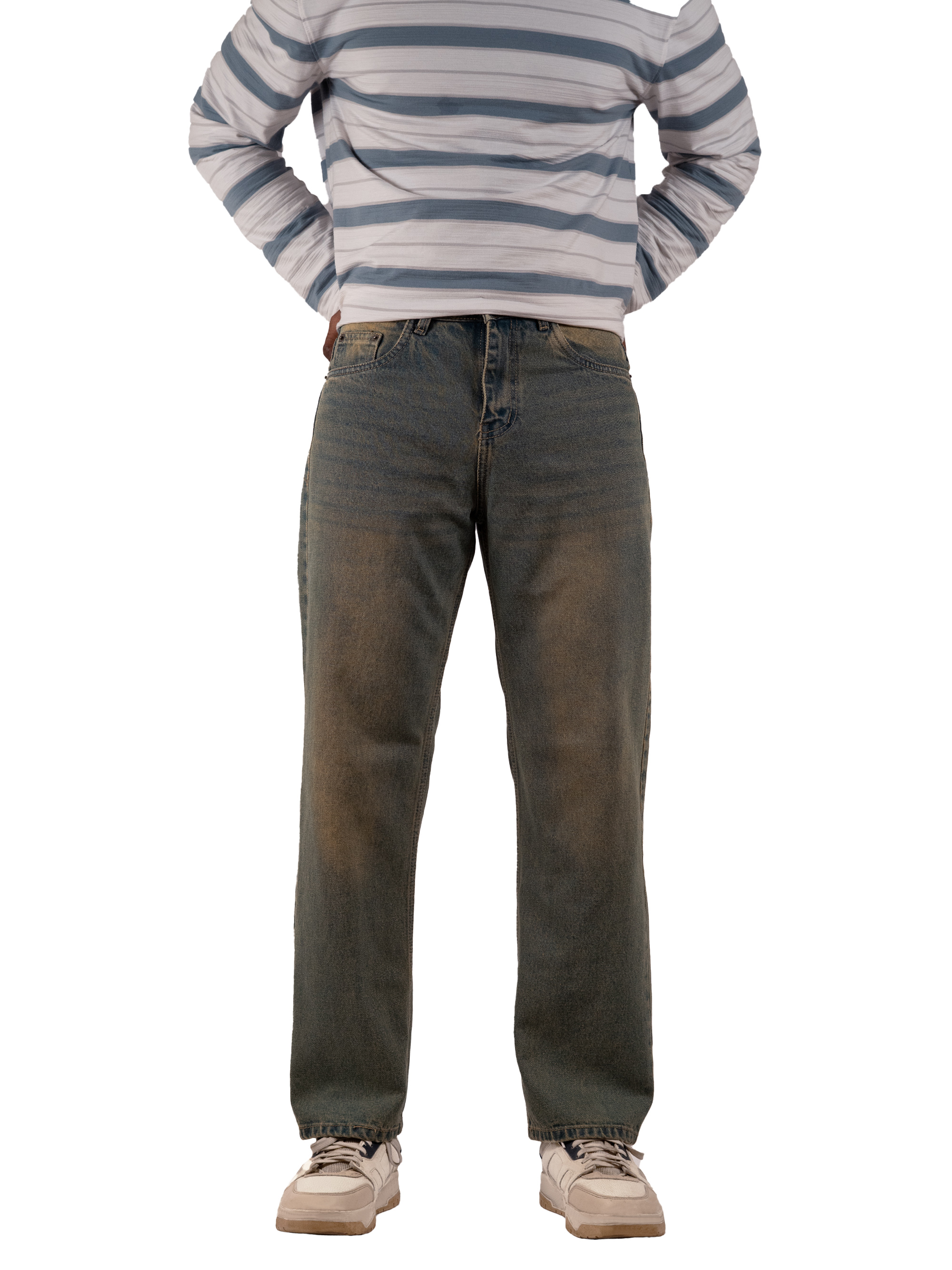 Faded Denim Jeans – Straight Fit (Denim Faded Blue Edition)