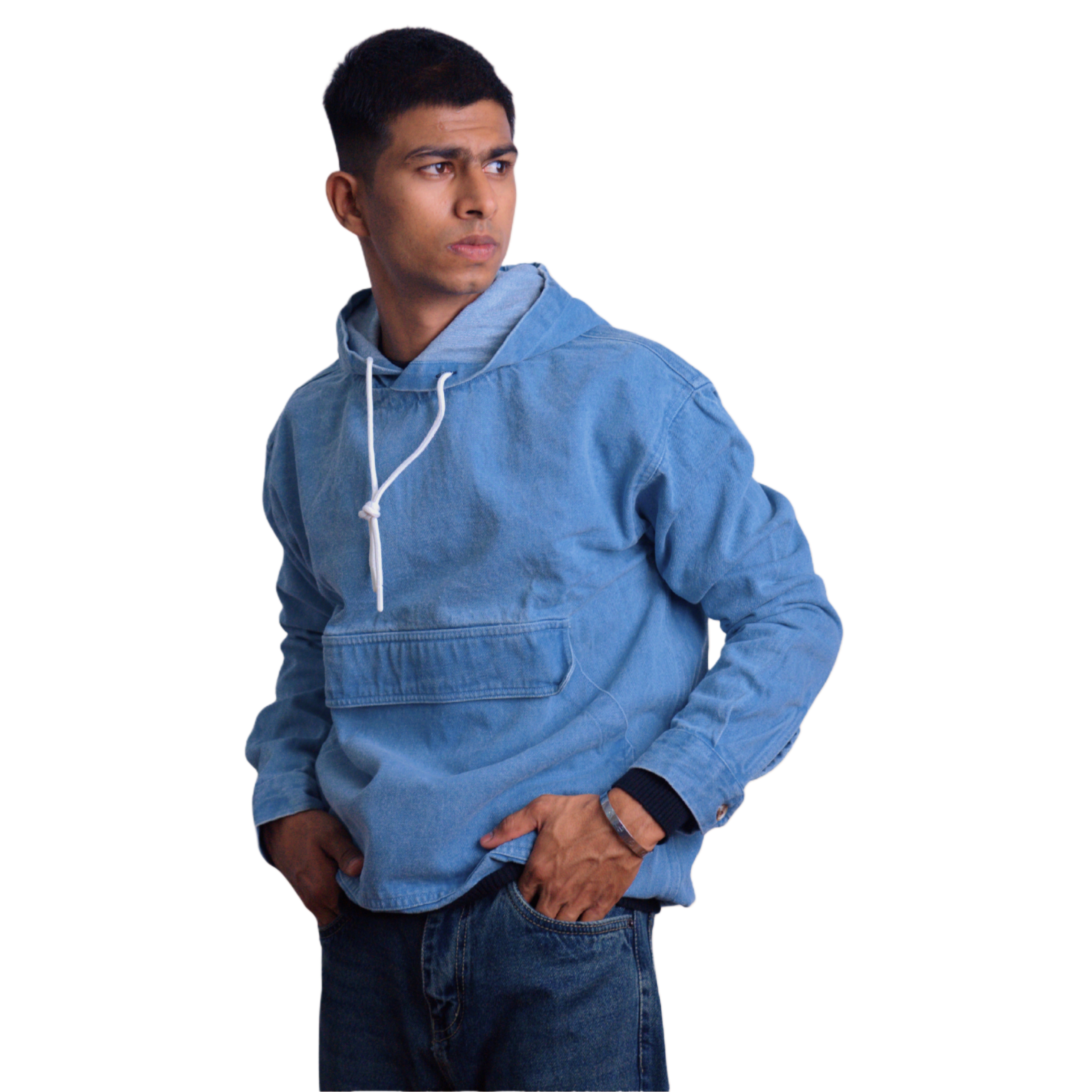 Denim Cotton Hoodie – Denim Blue Edition