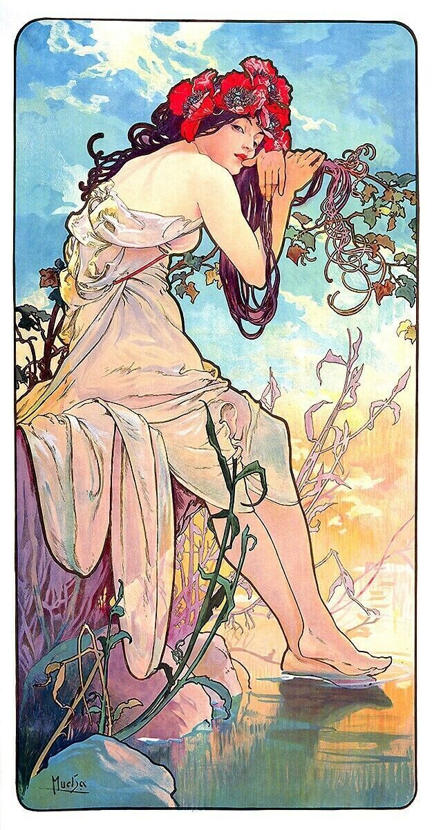 Alphonse Mucha Summer 1896 Poster Framed Print Seasons Art Nouveau - 