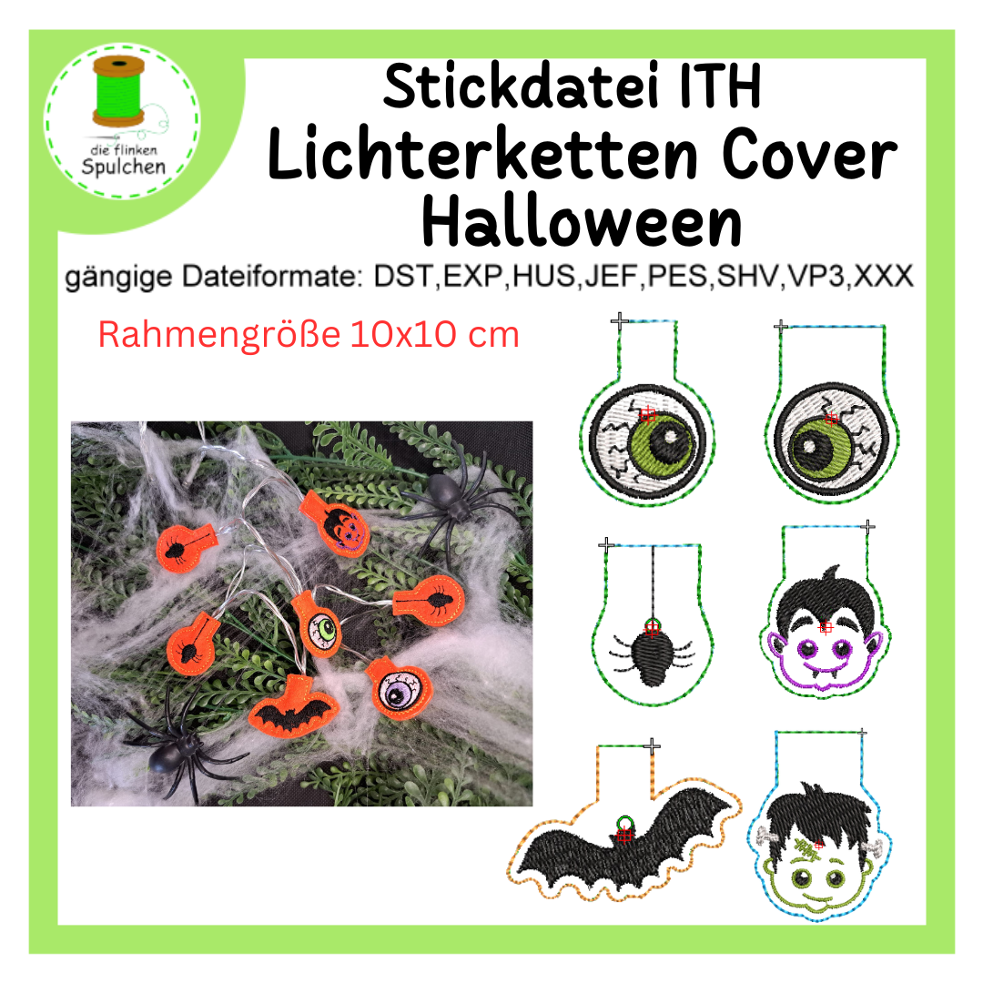 Stickdatei ITH Lichterketten Topper Halloween