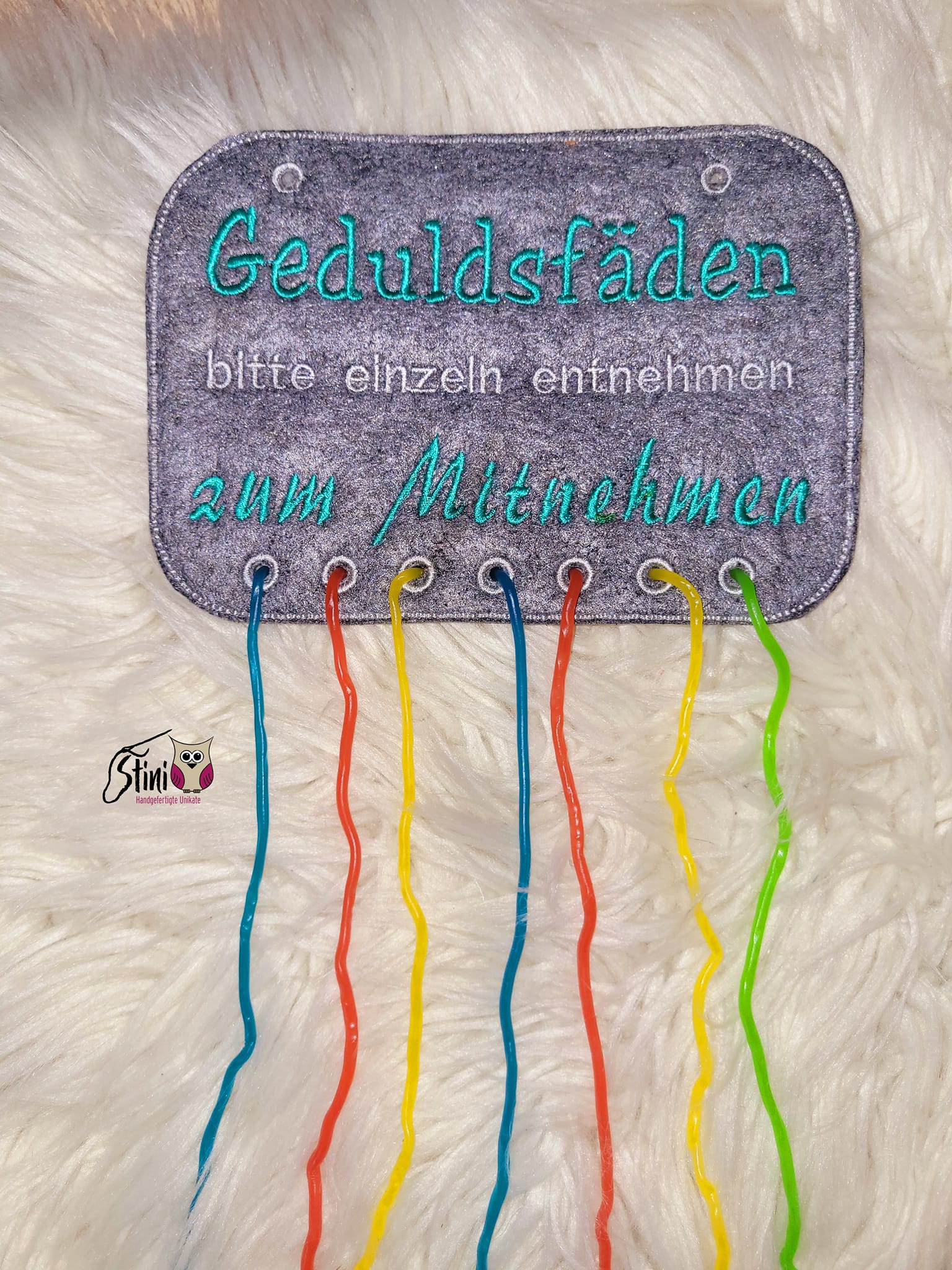Stickdatei ITH Schild Geduldsfaden