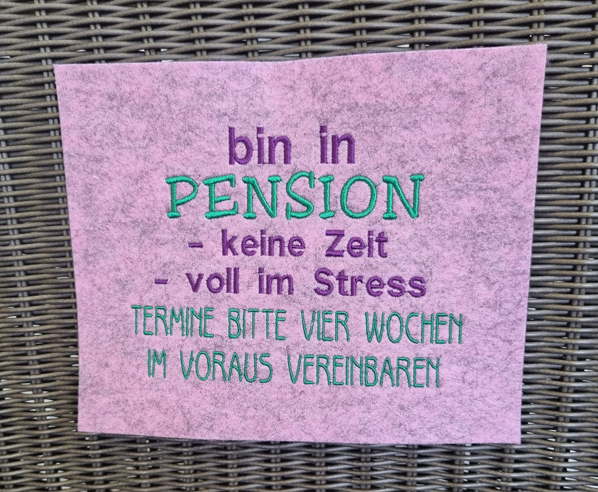 Stickdatei Spruche " Pension " ( Rente )