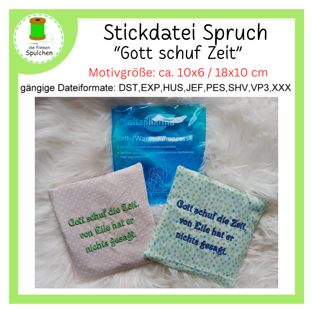 Stickdatei Spruche "Gott schuf Zeit"