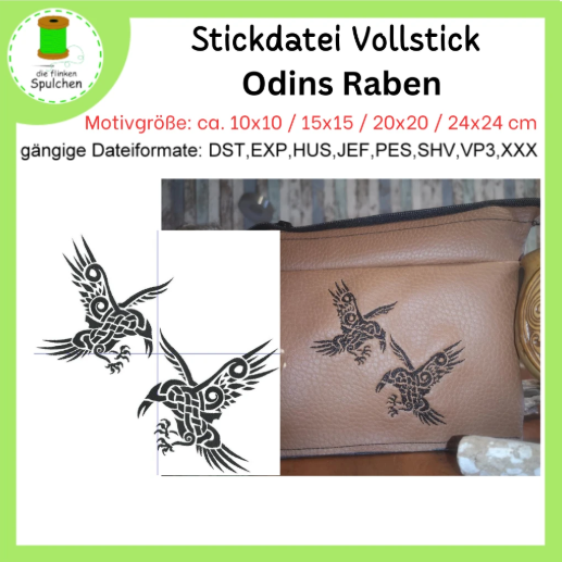 Stickdatei Wikinger Symbole - Odins Raben
