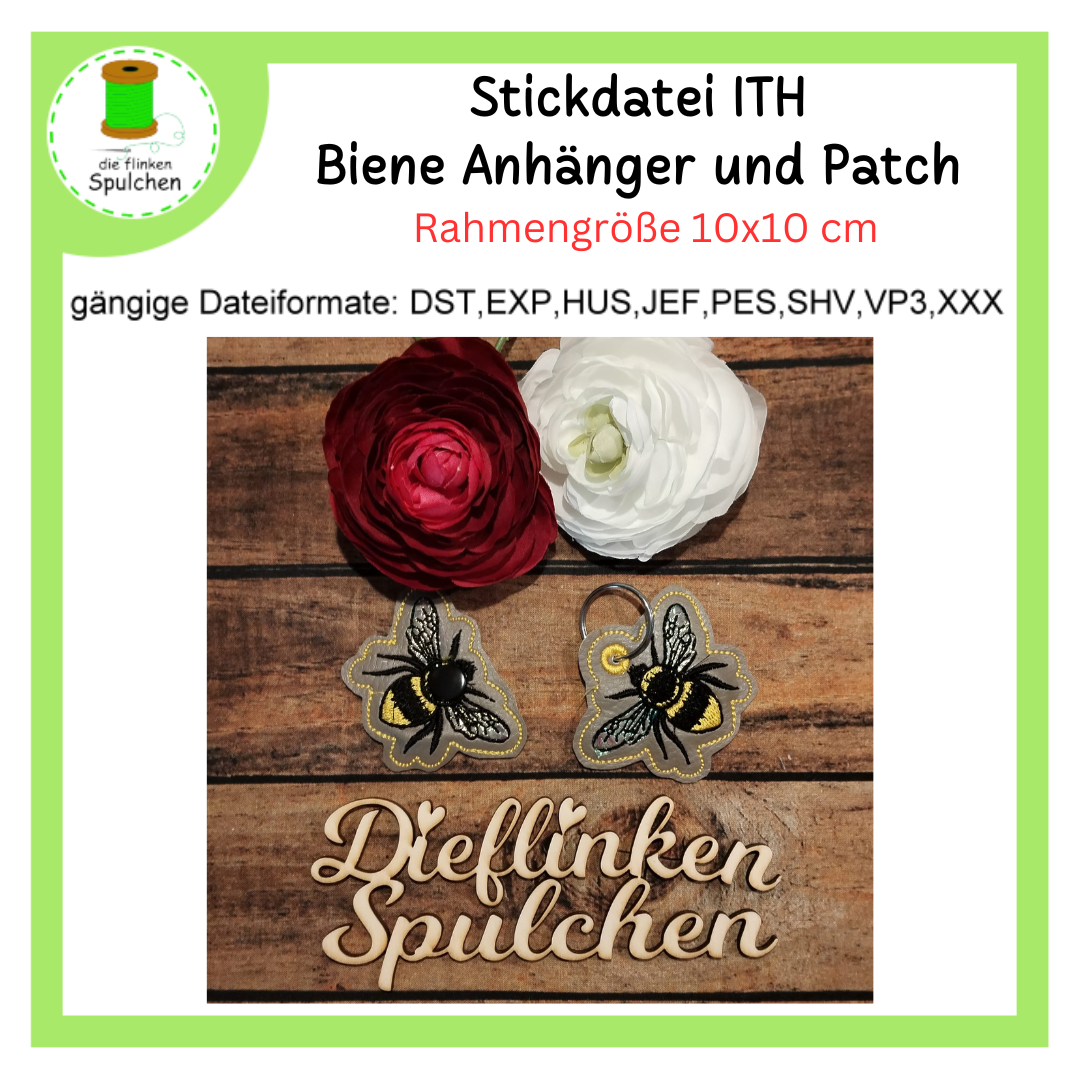 Stickdatei Biene als Anhänger und Patch