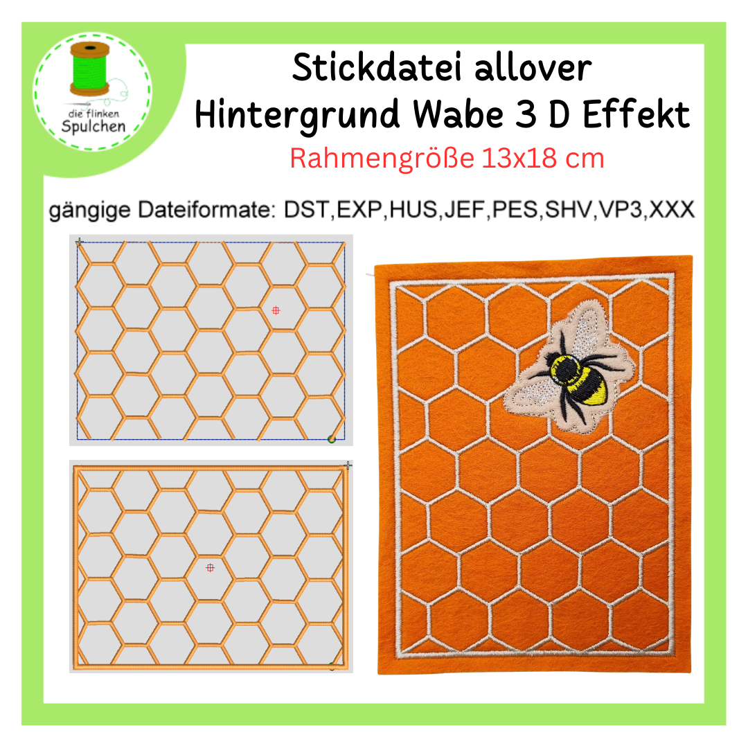 Stickdatei Hintergrund allover Bienen Wabe