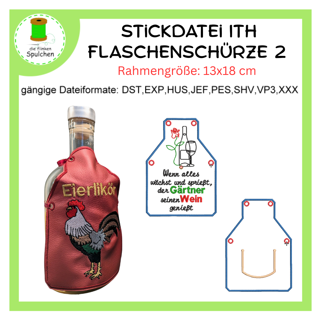 Stickdatei ITH Flaschen Schürze 2