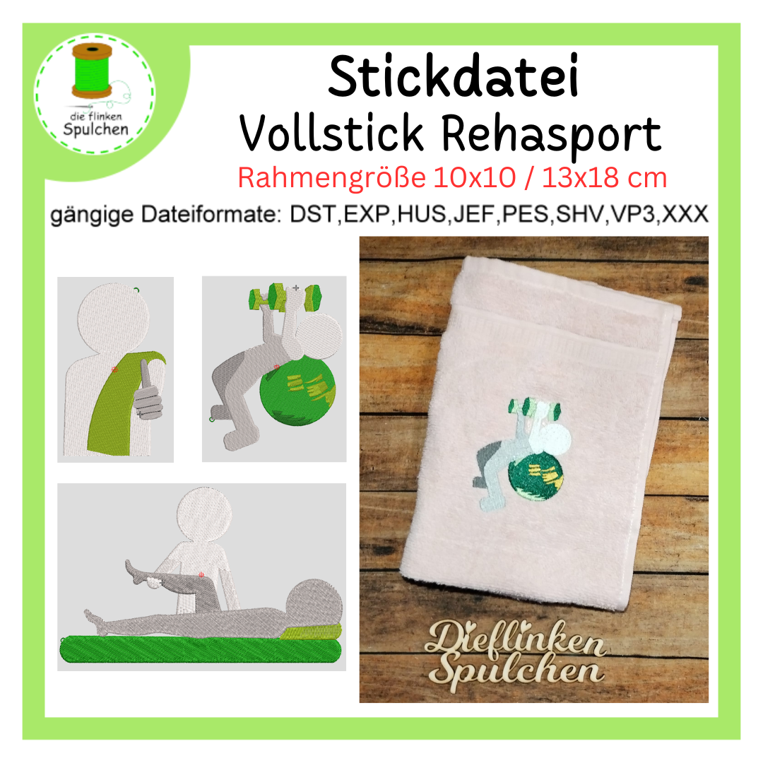 Stickdatei Vollstick Rehasport, Krankengymnastik, Sport