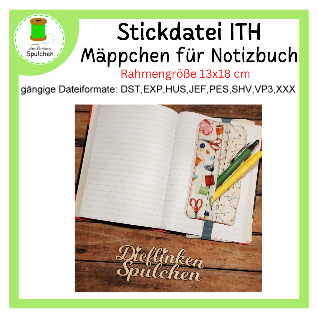 Stickdatei ITH Mäppchen mit Gummiband