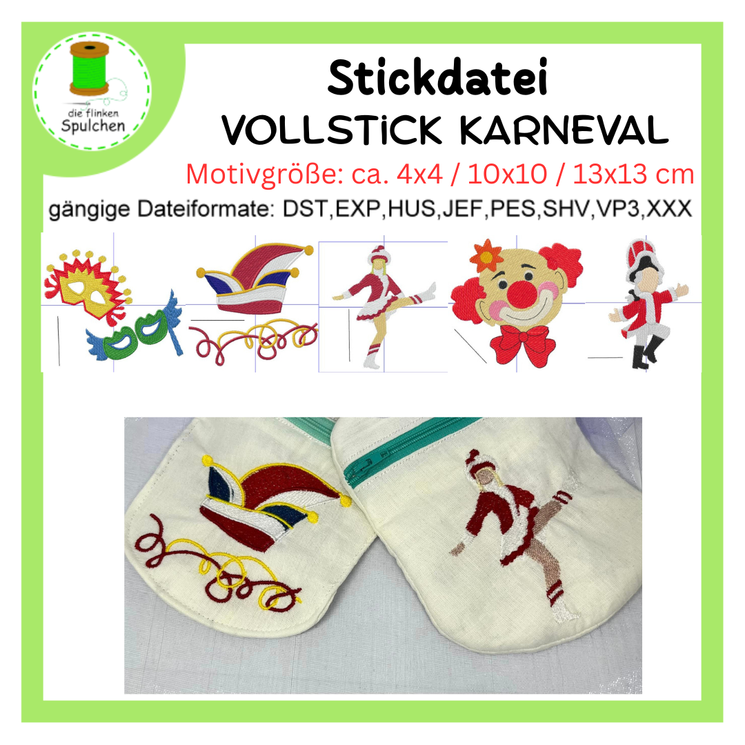 Stickdatei Vollstick Karneval / Fasching