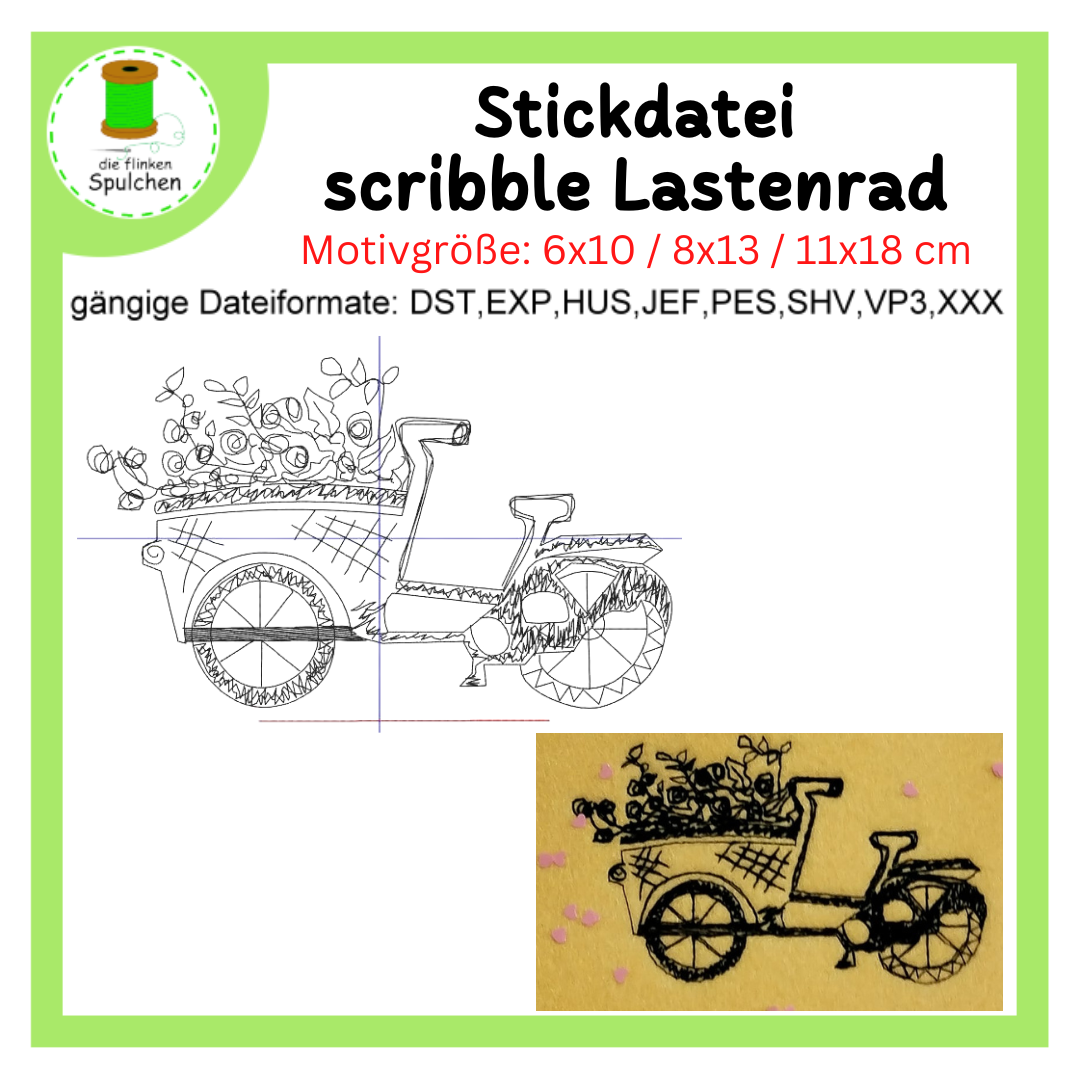 Stickdatei scribble Lastenrad
