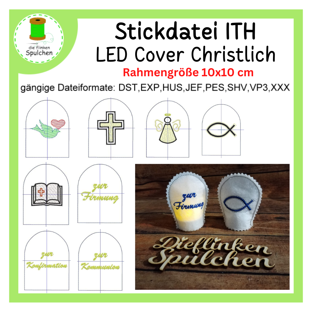 Stickdatei ITH LED Teelicht Cover christliche Motive