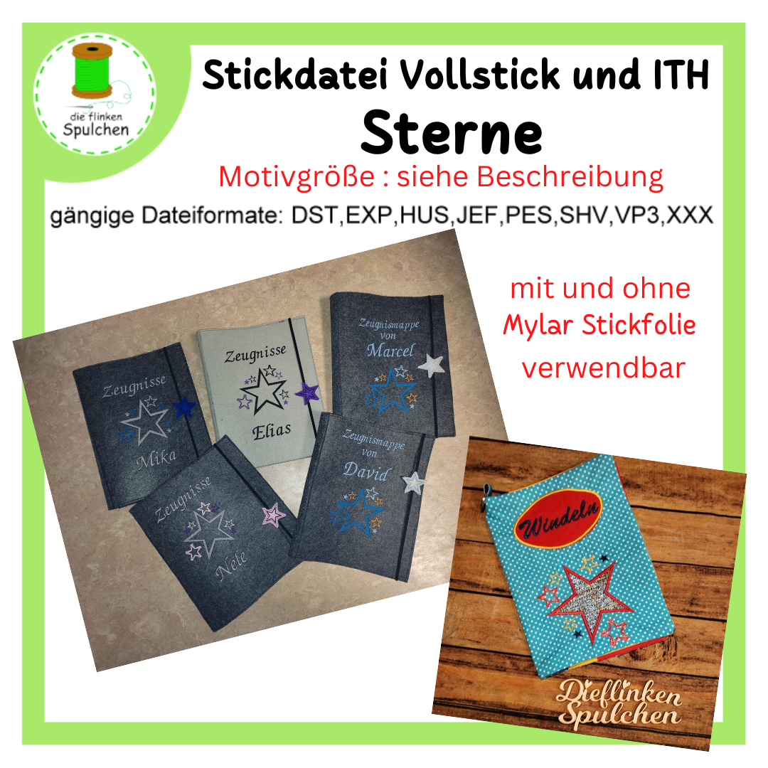 Stickdatei Sterne mit oder ohne Mylar