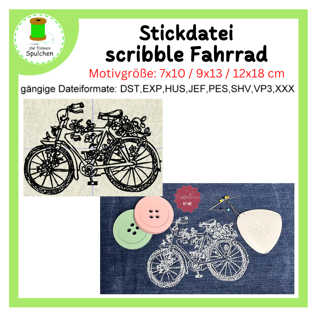 Stickdatei scribble Fahrrad