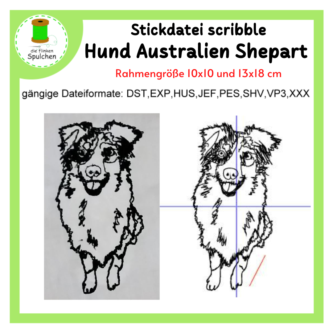 Stickdatei scribble Australien Shepart