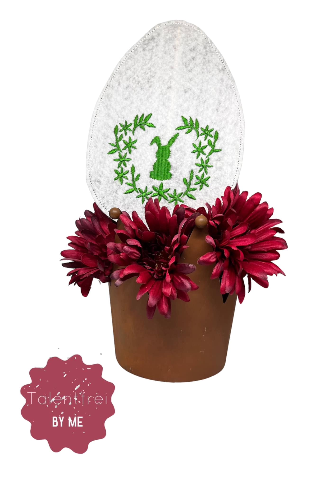 Stickdatei ITH Eier Stecker mit Hase filigran