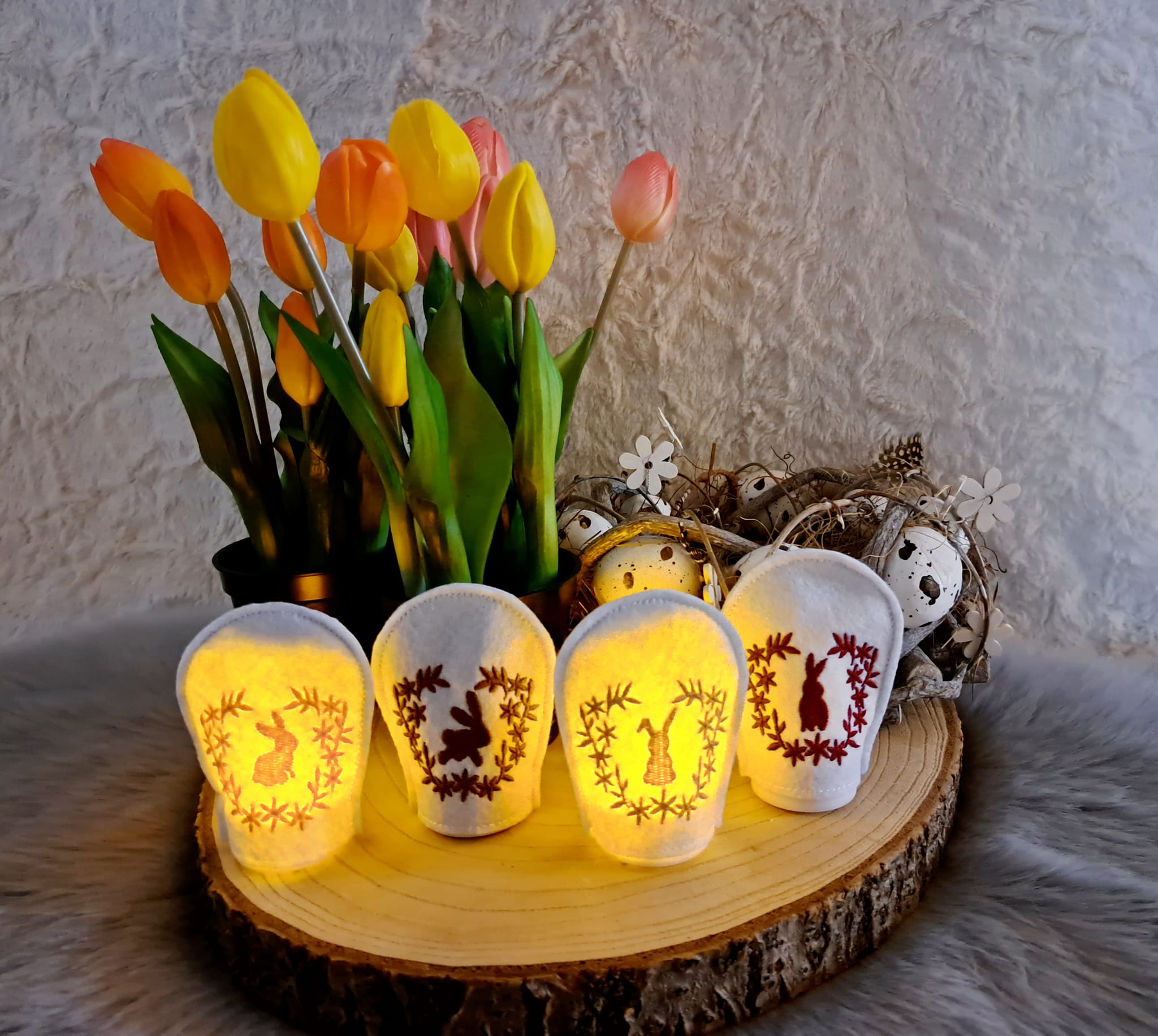 Stickdatei ITH LED Teelicht Cover Hase filigran