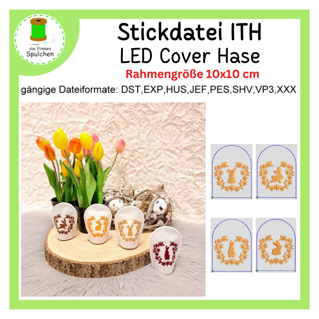 Stickdatei ITH LED Teelicht Cover Hase filigran