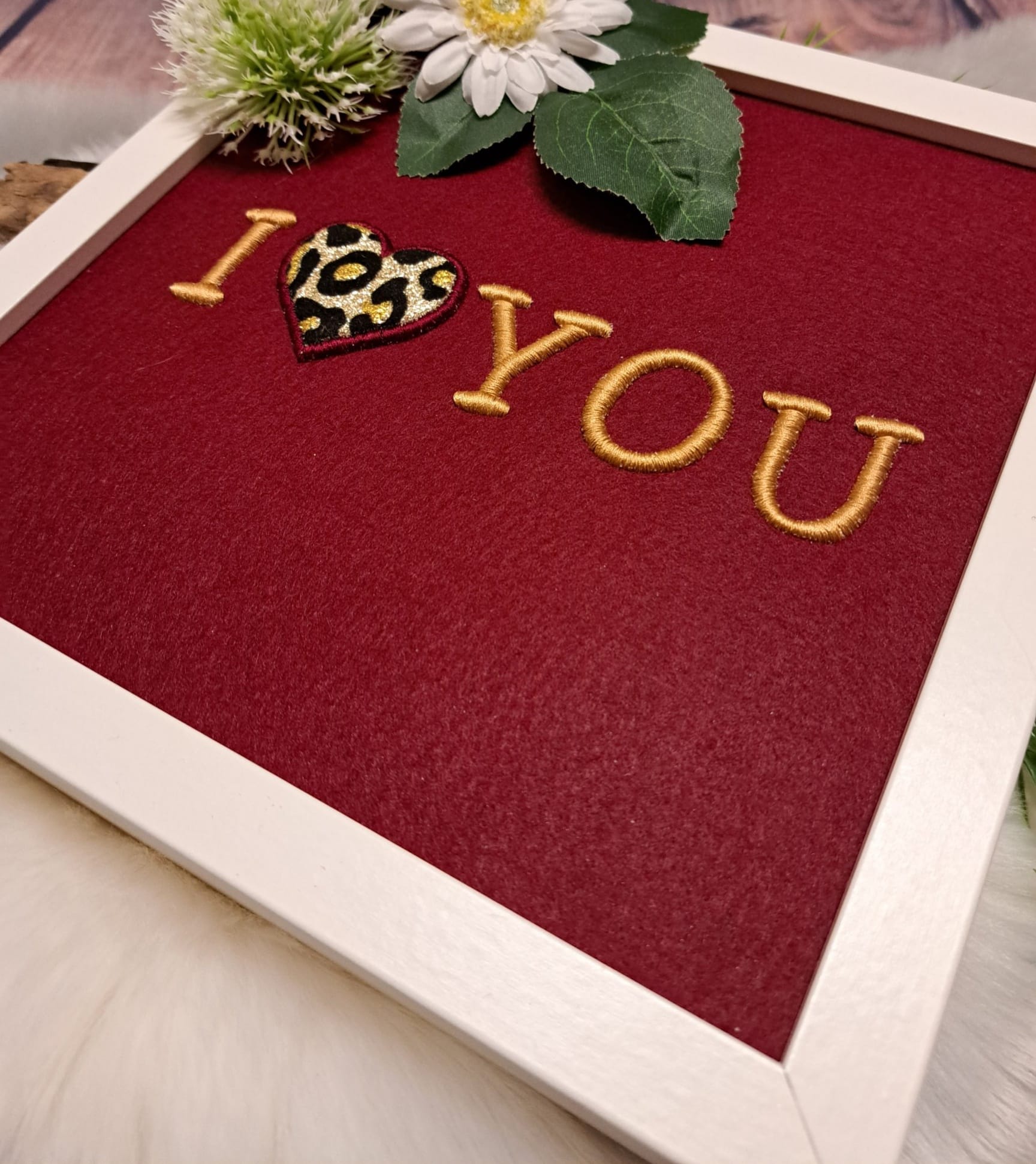 Stickdatei Schriftzug mit 3d Schaum "ich liebe dich / i love you"