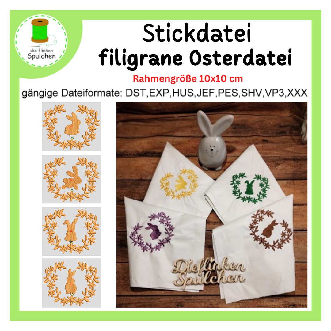 Stickdatei Vollstick Hasen filigran
