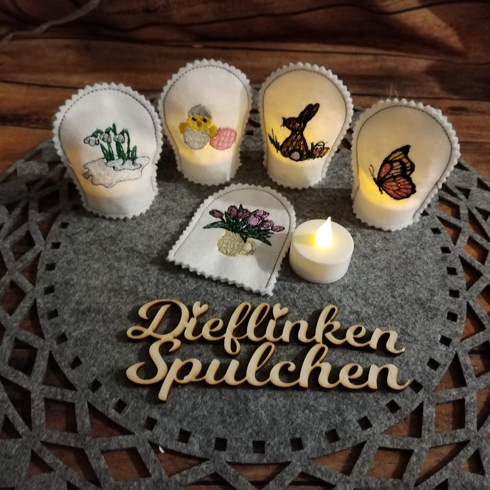 Stickdatei ITH LED Teelicht Cover Ostern