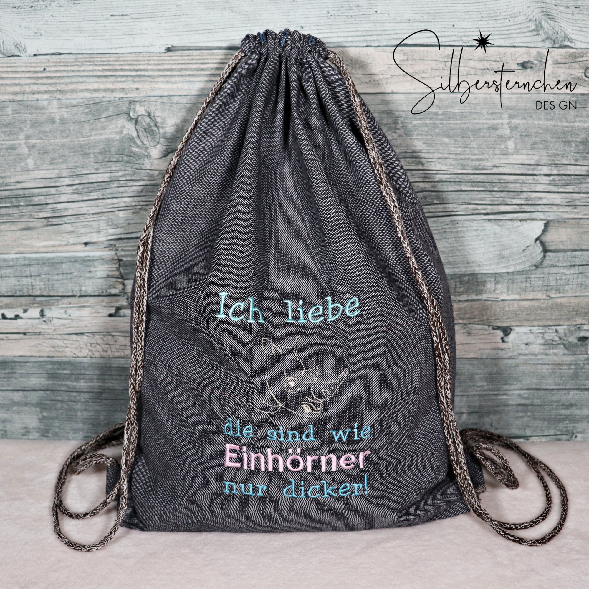 Stickdatei Spruch Nashorn / Einhorn