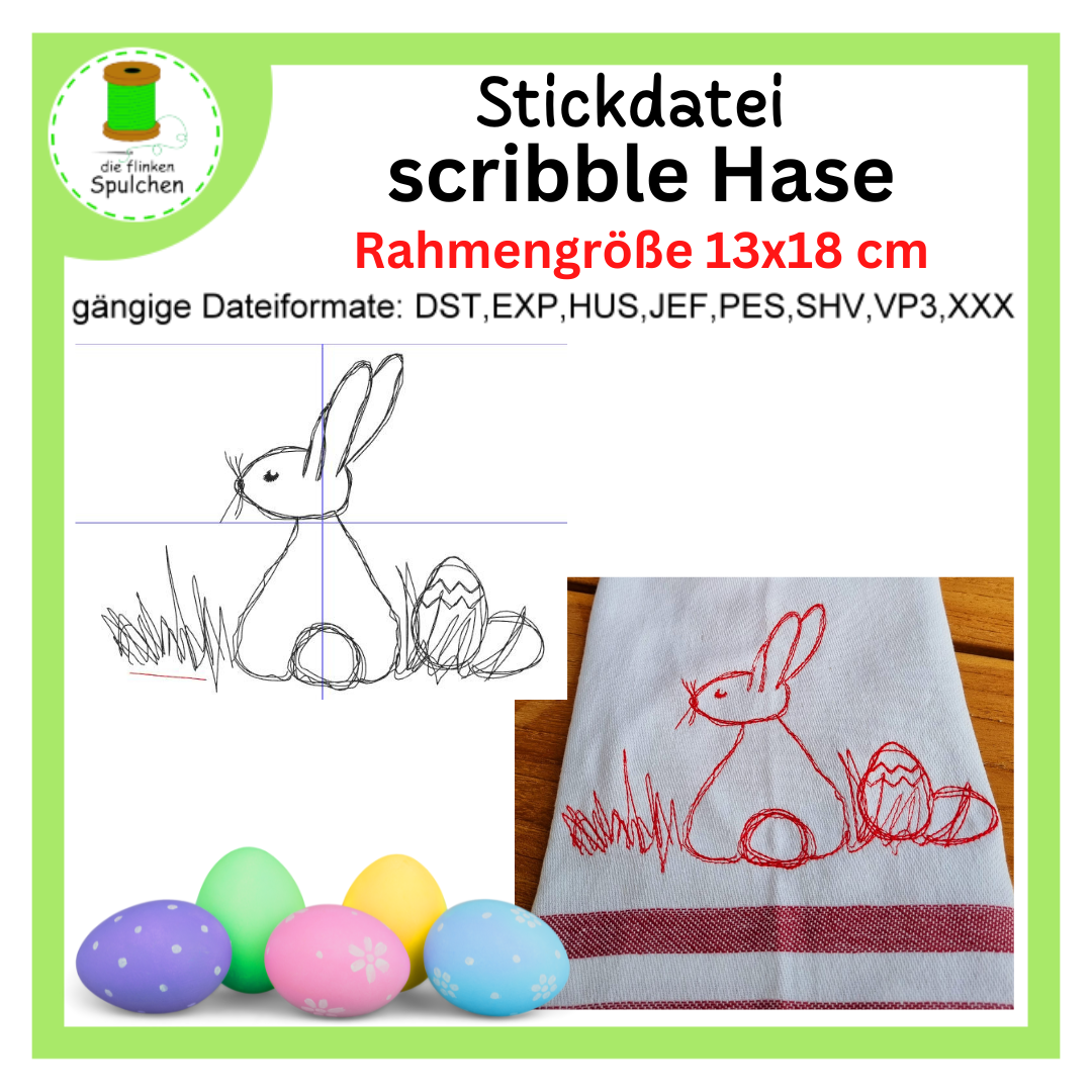Stickdatei scribble / Vollstick Hase mit Eier