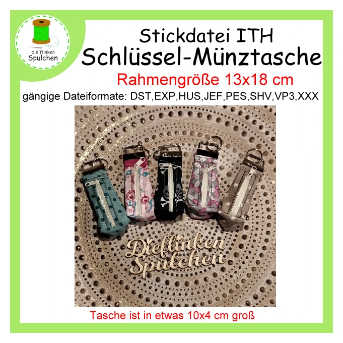 Stickdatei ITH Münztäschchen für den Schlüsselbund