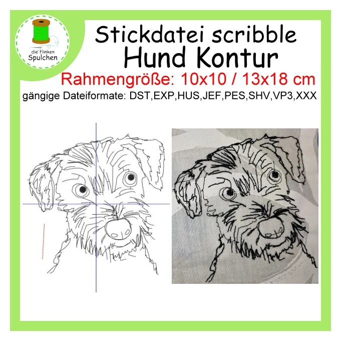 Stickdatei scribble Kontur Hund Terrier