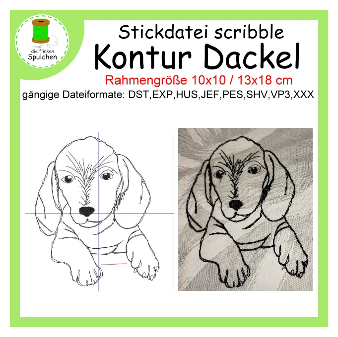 Stickdatei scribble Hund Dackel