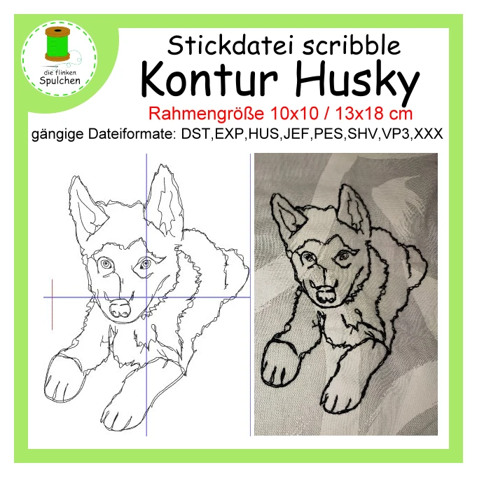Stickdatei scribble Hund Husky