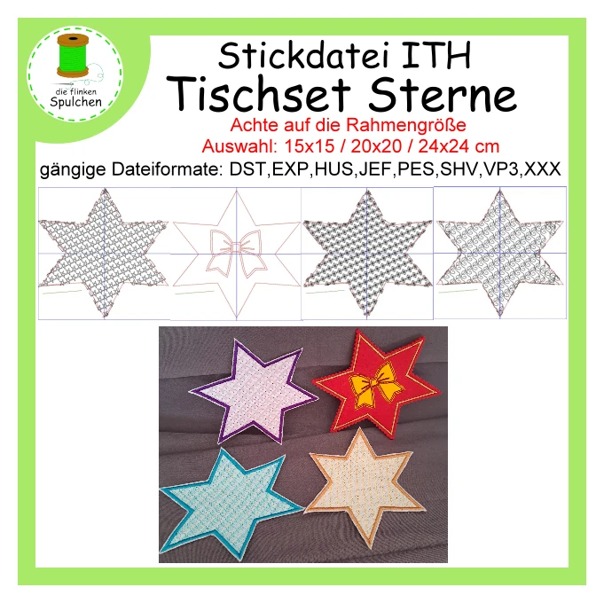 Stickdatei ITH Tischset Stern