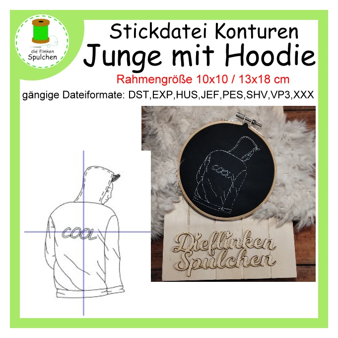 Stickdatei Kontur Junge mit Hoodie