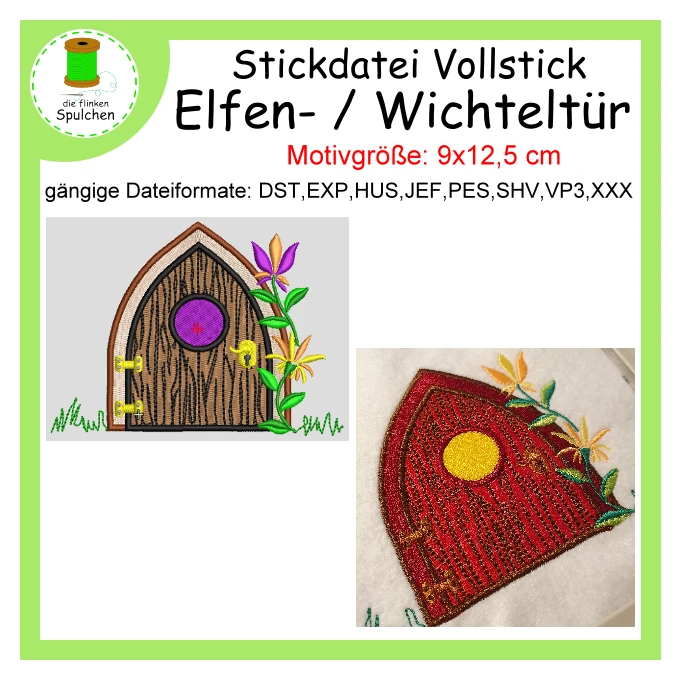 Stickdatei Vollstick Elfen Tür für Wichteleingänge