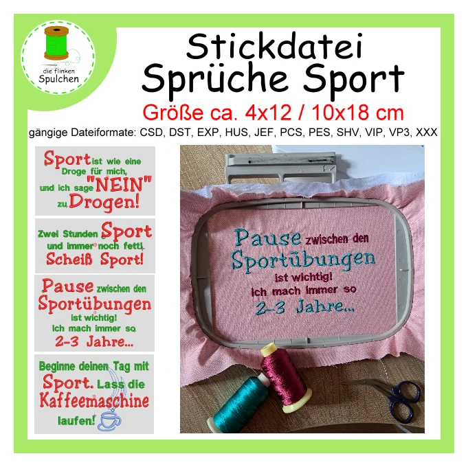 Stickdatei Sport Sprüche