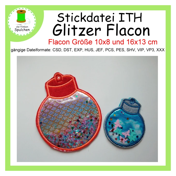 Stickdatei ITH Glitzer Flacon zum Anhängen