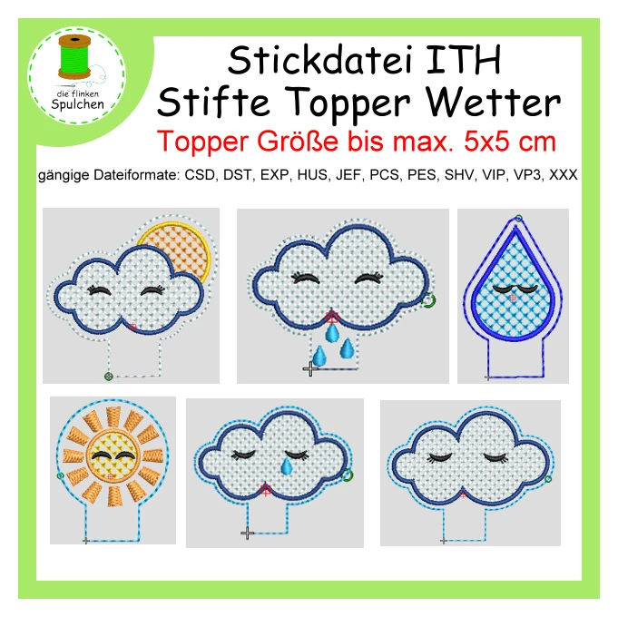 Stickdatei ITH Stifte Topper Wetter