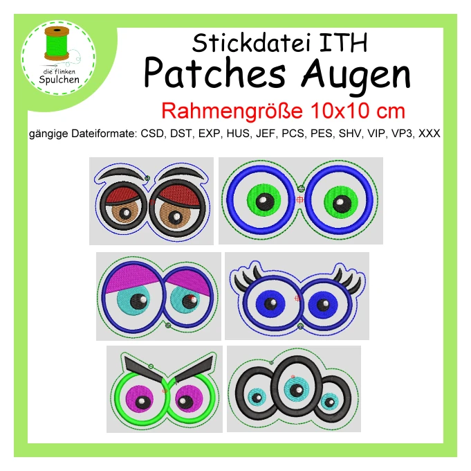 Stickdatei ITH Patches Augen 