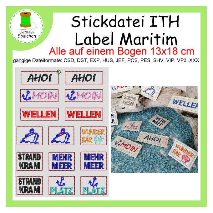 Stickdatei ITH Label Maritim