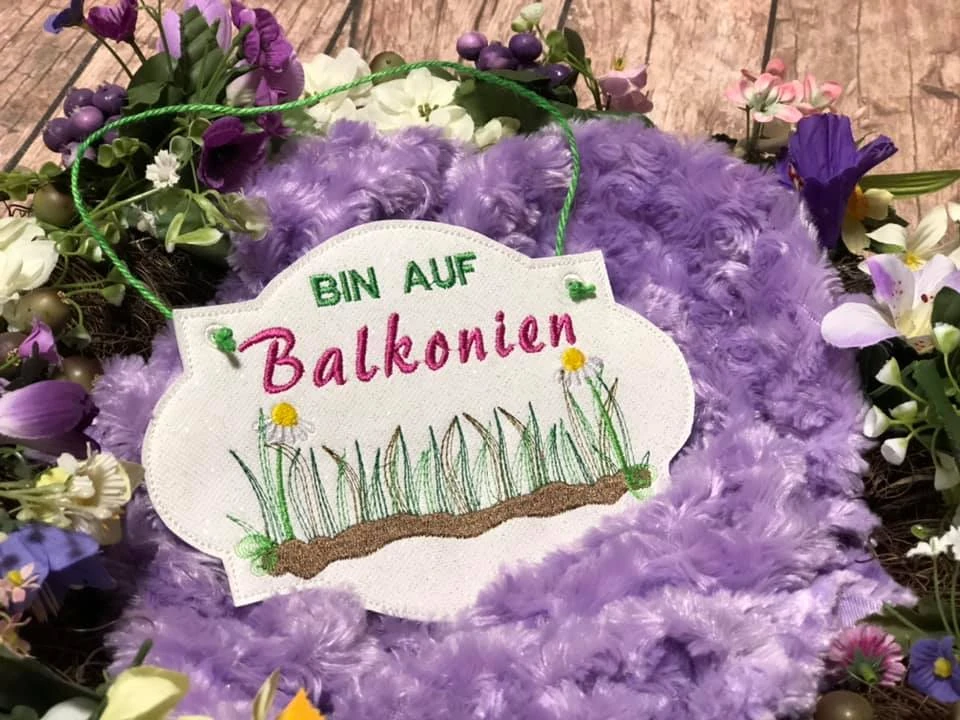 Stickdatei ITH Türschilder Balkon und Garten