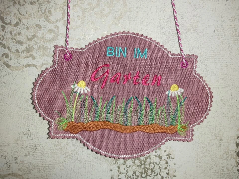 Stickdatei ITH Türschilder Balkon und Garten