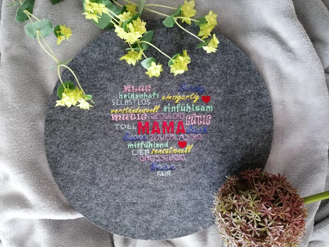 Stickdatei Mosaik Worte - Mutter Herz