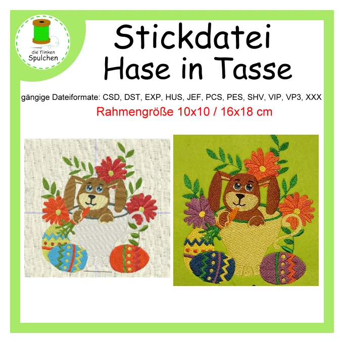 Stickdatei Vollstick Hase in Tasse