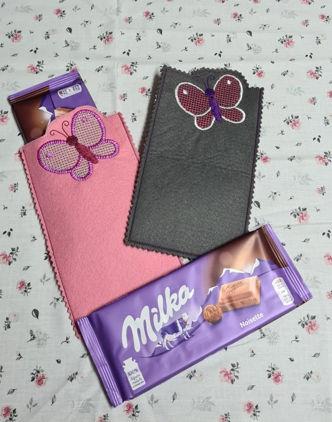Stickdatei ITH Schokohüllen mit Motiven