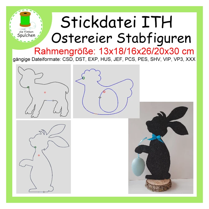 Stickdatei ITH Ostereier Motiv Steller / Stecker