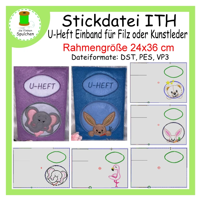 Stickdatei ITH U-Heft Einband für Filz