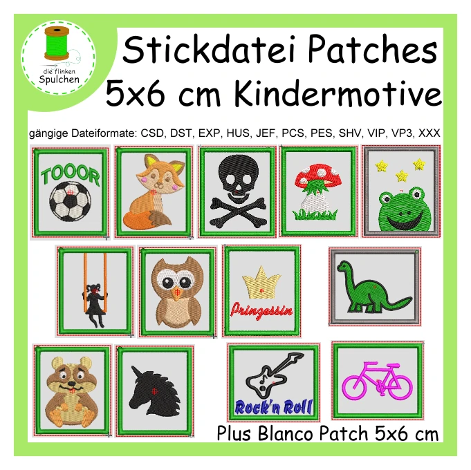 Stickdatei ITH Patches Kindermotive
