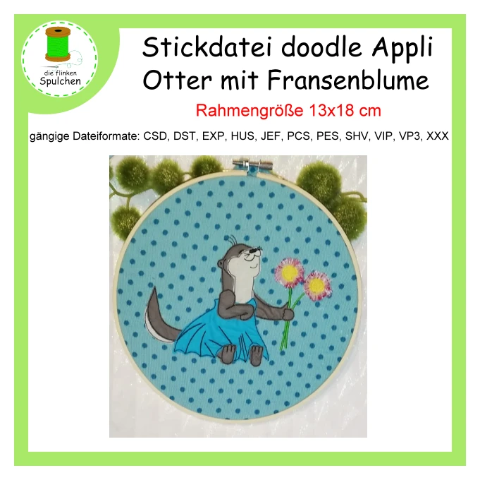 Stickdatei doodle Applikation Otter