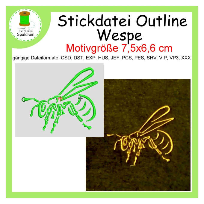 Stickdatei Kontur Wespe