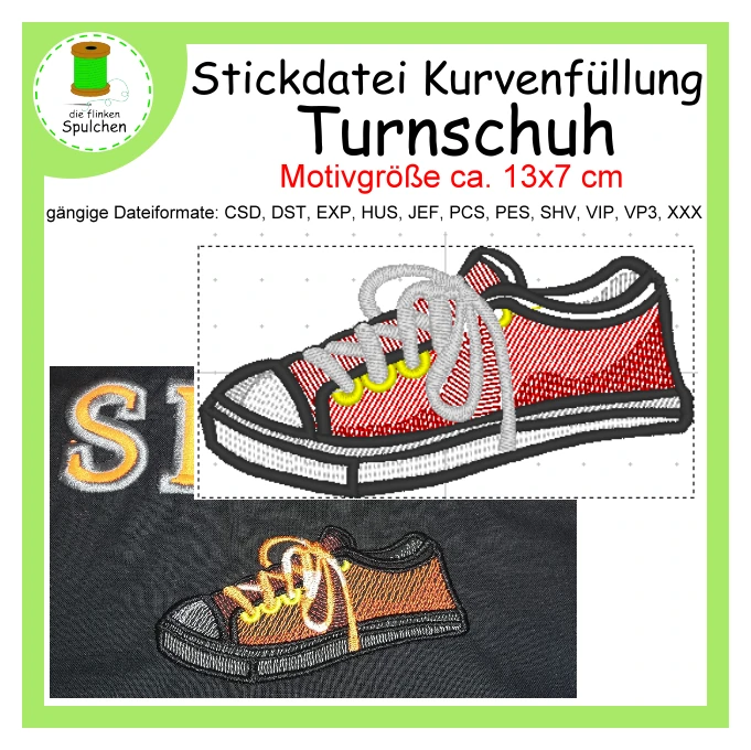 Stickdatei Vollstick Kurvenfüllung Turnschuh